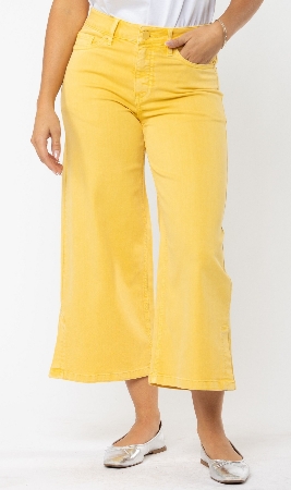CARRELI Jeans gaucho avec fente sur le côté  C-Jaune