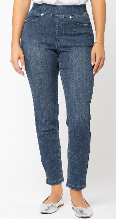 CARRELI Jeans pull on à jambes étroites C-Marine délavé