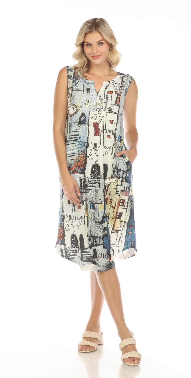 INOAH Robe sans manche imprimé 'Music Tower' Taille XL