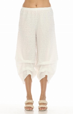 INOAH Pantalon à jambes larges plissées au bas C-Blanc