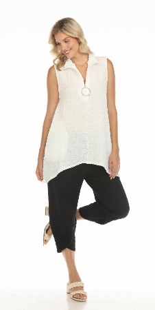 INOAH Tunique sans manche en tissu gaufré C-Blanc
