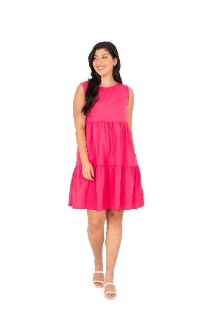 M ITALY Robe sans manche à volants C-Framboise