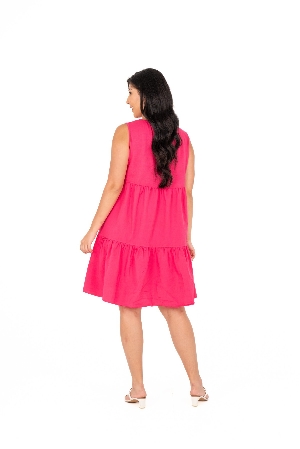 M ITALY Robe sans manche à volants C-Framboise