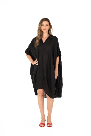 M ITALY Robe de sytle ballon à manches 3/4 C-Noir