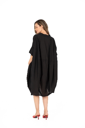 M ITALY Robe de sytle ballon à manches 3/4 C-Noir