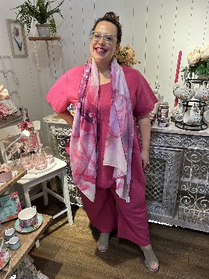 G OZÉ Pantalon à jambes larges avec détail au bas C- Rose
