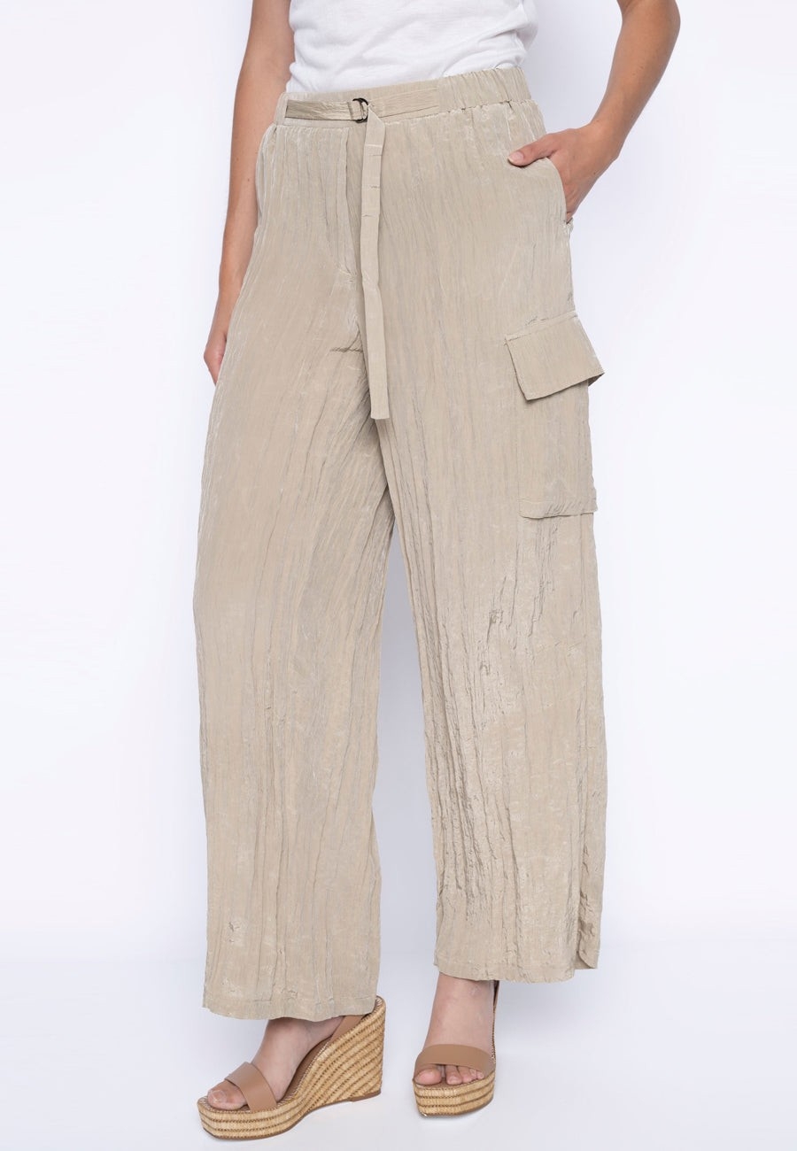 PICADILLY Pantalon cargo à jambes larges C-Kaki clair
