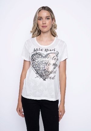 PICADILLY T-Shirt à imprimé coeur C-Crème