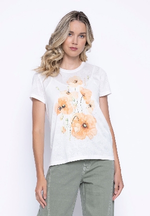 PICADILLY T-Shirt à imprimé 'Pavots'  C-Crème