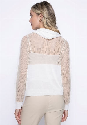 PICADILLY Veste à capuchon bi-matière C-Crème et taupe