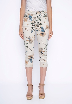 PICADILLY Capri de denim à imprimé floral  C-Beige