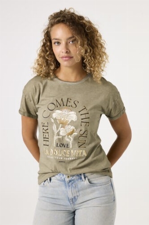 GARCIA T-Shirt avec logo 'Here comes the Sun' C-Kaki