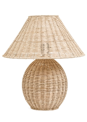 ACV Lampe de table à base et abat-jour de rotin C-Naturel