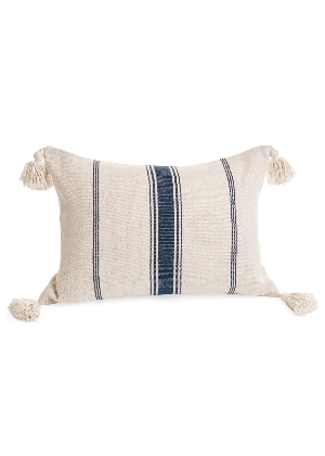 ADV Coussin rectangulaire à rayures marines avec glands Naturel