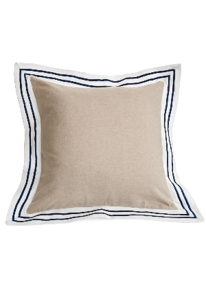 ADV Coussin avec rayures marines brodées en bordure C-Naturel