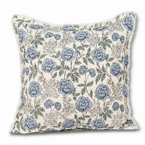 ABBOTT Coussin carré à motif floral Collection Emma C-Bleu