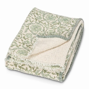 ABBOTT Jeté de coton au motif floral  Collection Evelyn C-Vert