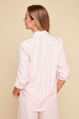 RENUAR Chemisier à manches 2 façons C-Rose pâle Taille XL