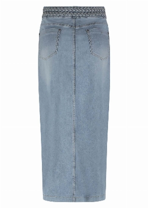 TRAMONTANA Jupe en denim avec tresse à la taille C-Bleu