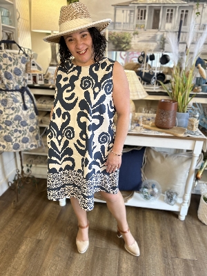 ANGELA MARA Robe sans manche en ligne A C- Marine