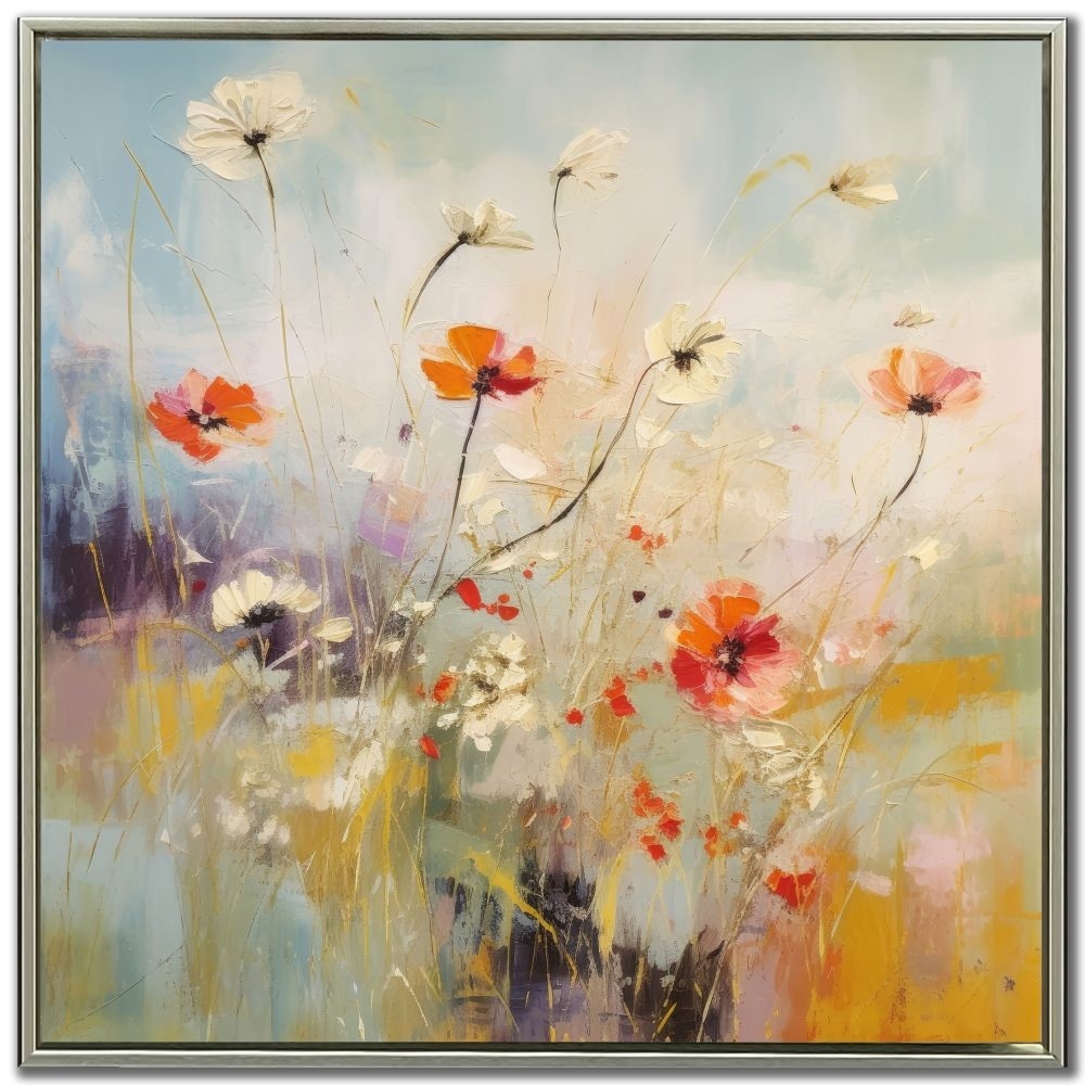 STREAMLINE ART Toile avec cadre métallique ' Fleurs dans le pré'