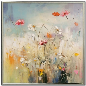 STREAMLINE ART Toile avec cadre métallique Thème: Feurs dans le pré