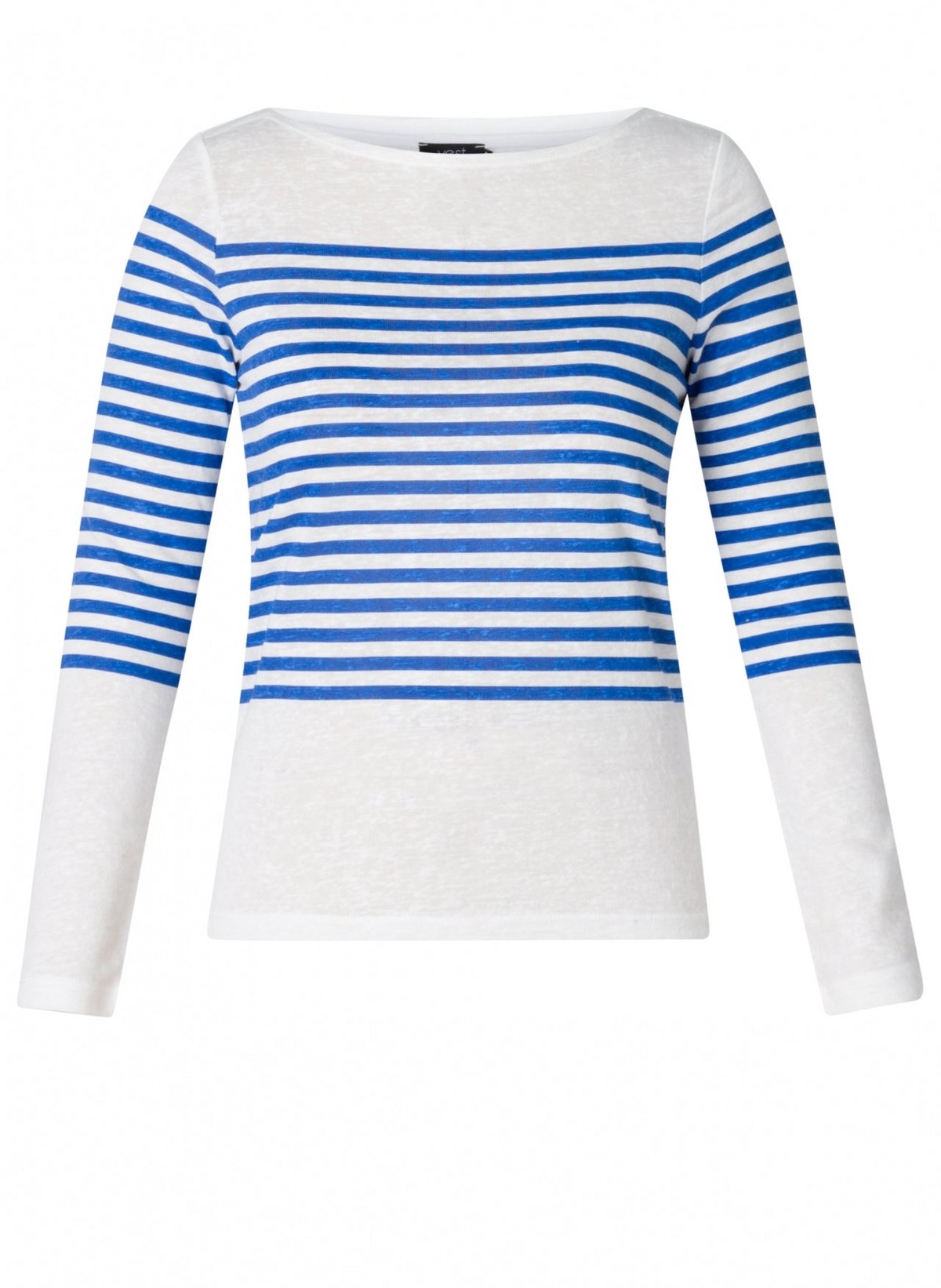 YESTA Chandail à col bateau et rayures C- Blanc et bleu