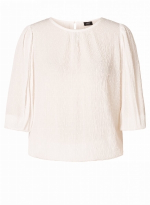 YESTA Blouse en tissu froissé C-Blanc cassé