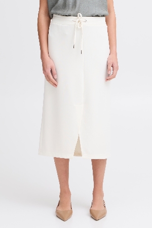 FRANSA Jupe droite uni de longueur midi C- Blanc