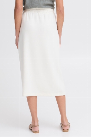 FRANSA Jupe droite uni de longueur midi C- Blanc
