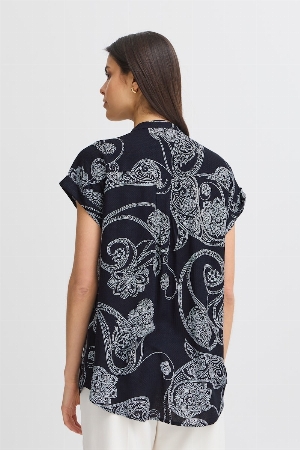 FRANSA Blouse à imprimé paisley géant C-Marine