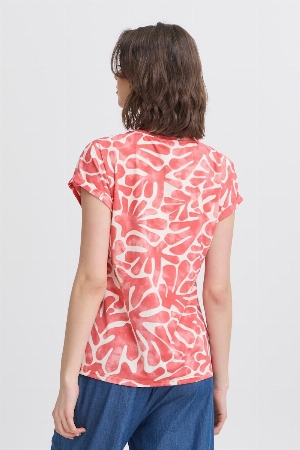 FRANSA T-Shirt à imprimé feuillage C- Rouge