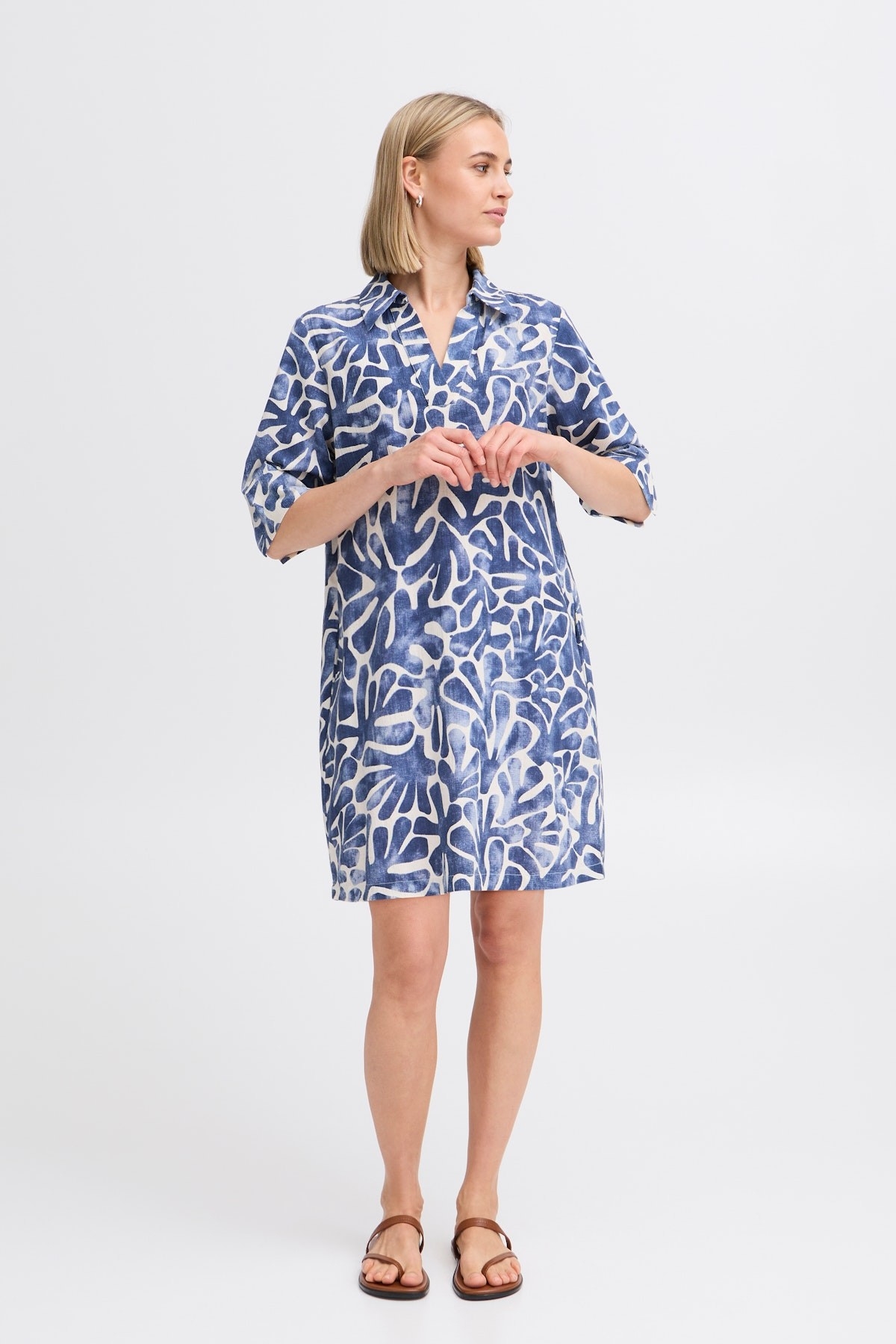 FRANSA Robe droite de style polo imprimée C-Marine