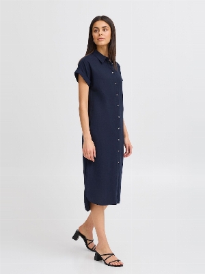 FRANSA Robe-chemisier longue C- Marine