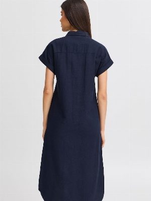 FRANSA Robe-chemisier longue C- Marine