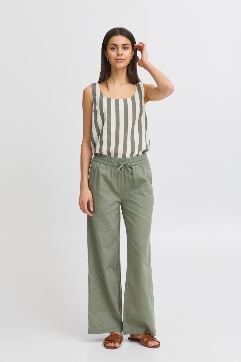 FRANSA Pantalon pull on à jambes larges C- Vert
