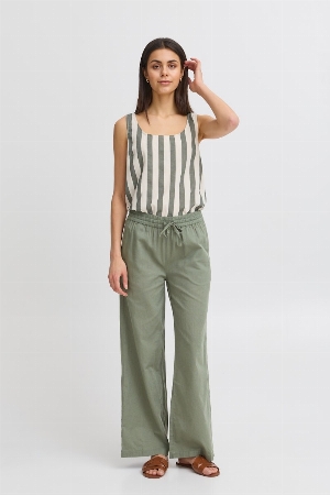 FRANSA Pantalon pull on à jambes larges C- Vert