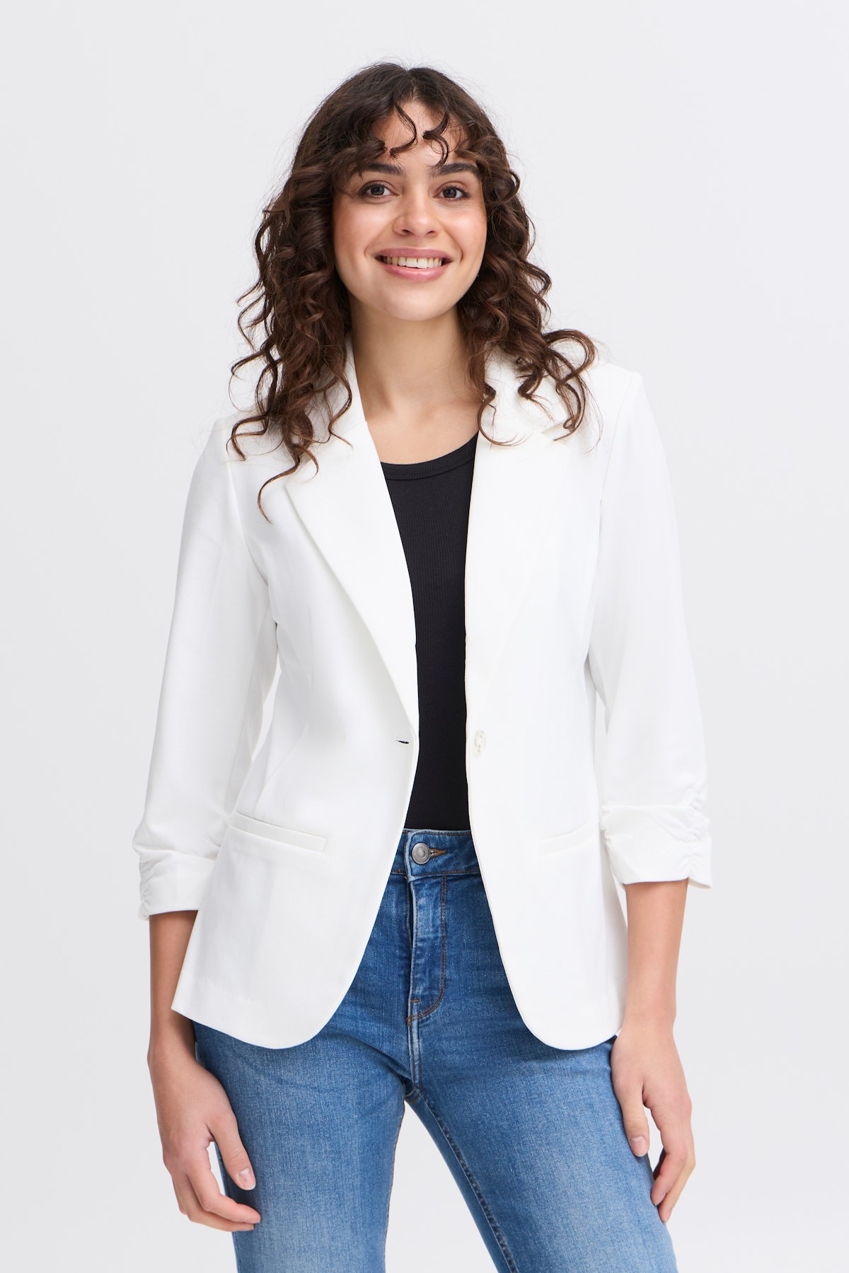 FRANSA Blazer à manches 3/4 plissées C-Blanc