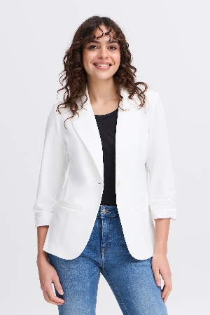 FRANSA Blazer à manches 3/4 plissées C-Blanc