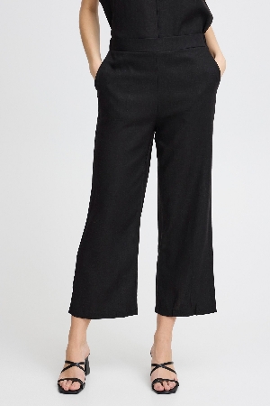 FRANSA Pantalon pull on à jambes droites C-Noir