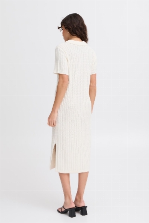 FRANSA Robe de tricot léger style polo C- Blanc crème