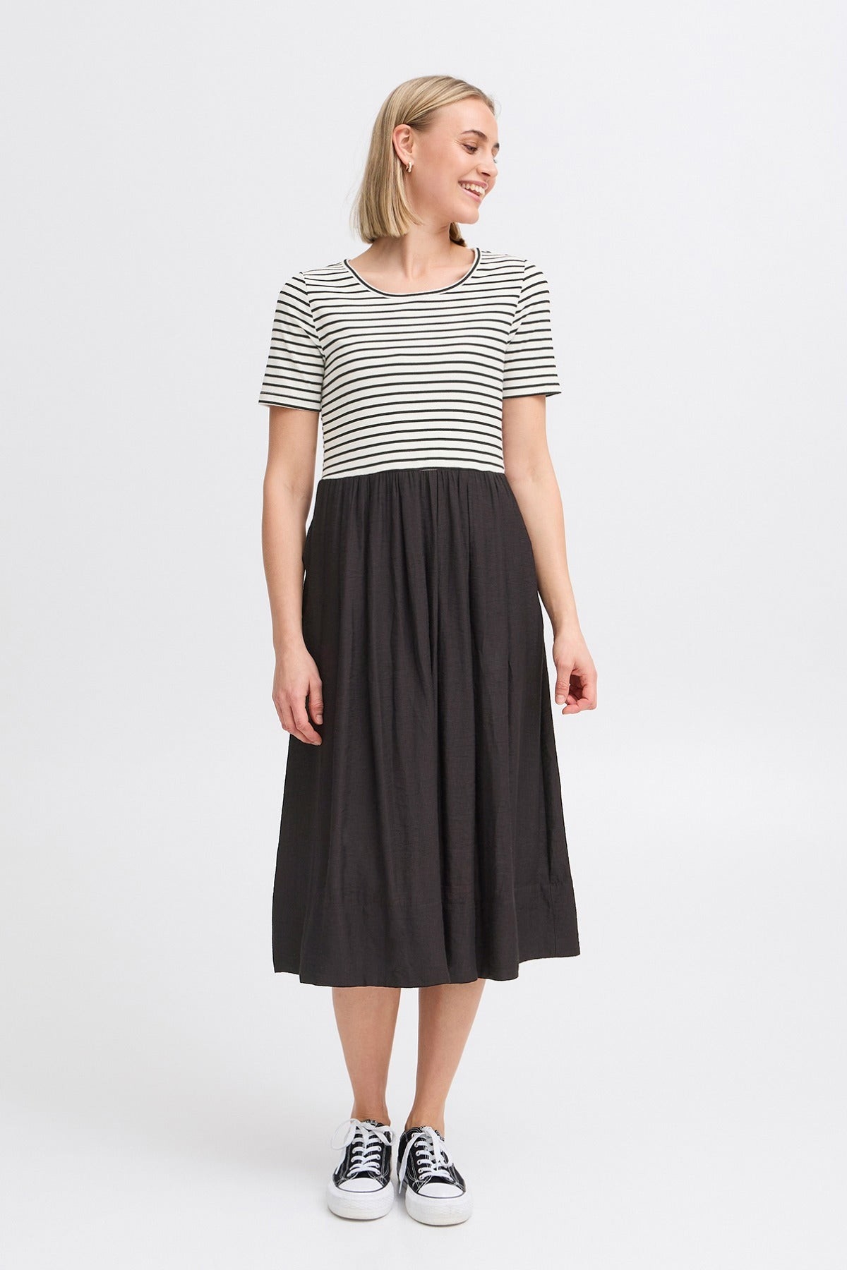 FRANSA Robe longue de style T-Shirt C- Noir combo