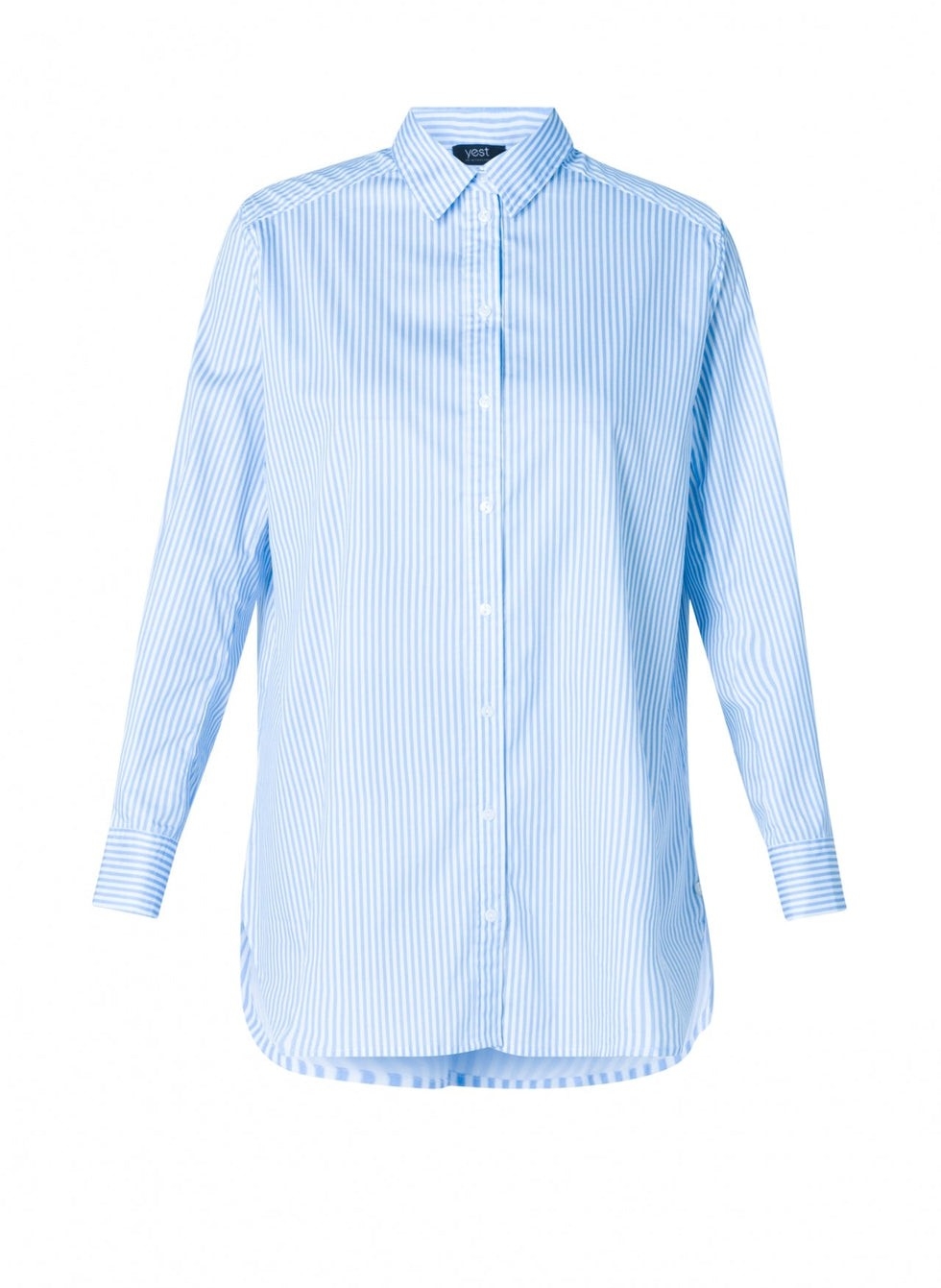 YESTA Chemisier rayé à manches longues C- Bleu Taille 14W