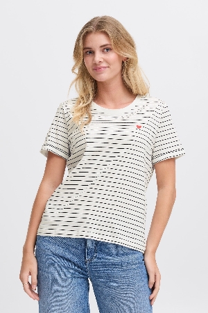 FRANSA T-Shirt à fines rayures noires  C-Blanc Taille XXL