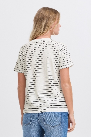 FRANSA T-Shirt à fines rayures noires  C-Blanc Taille XXL