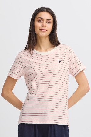 FRANSA T-Shirt à fines rayures rouges C-Blanc Taille L