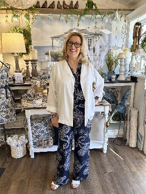 FRANSA Pantalon à jambes larges imprimé paisley C-Marine