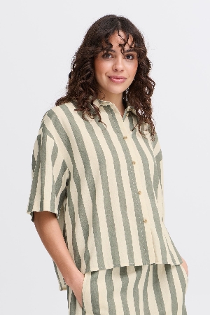 FRANSA Chemisier à larges rayures C-Vert Taille XL