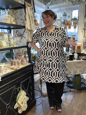 FRANSA Tunique à imprimé géométrique C- Blanc Taille 3X