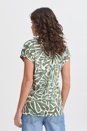 FRANSA T-Shirt à imprimé de style feuillage C- Vert